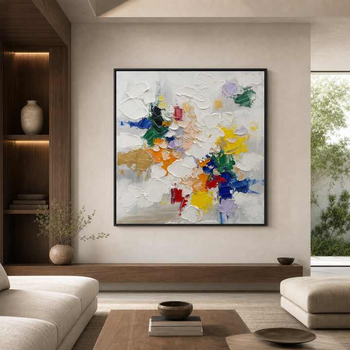 White Colorful Abstract Hand-Painted | HM