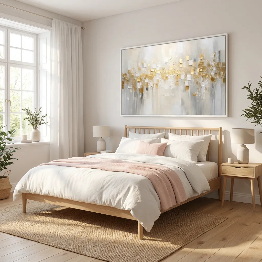 White and Gold Textured Abstract Painting TA