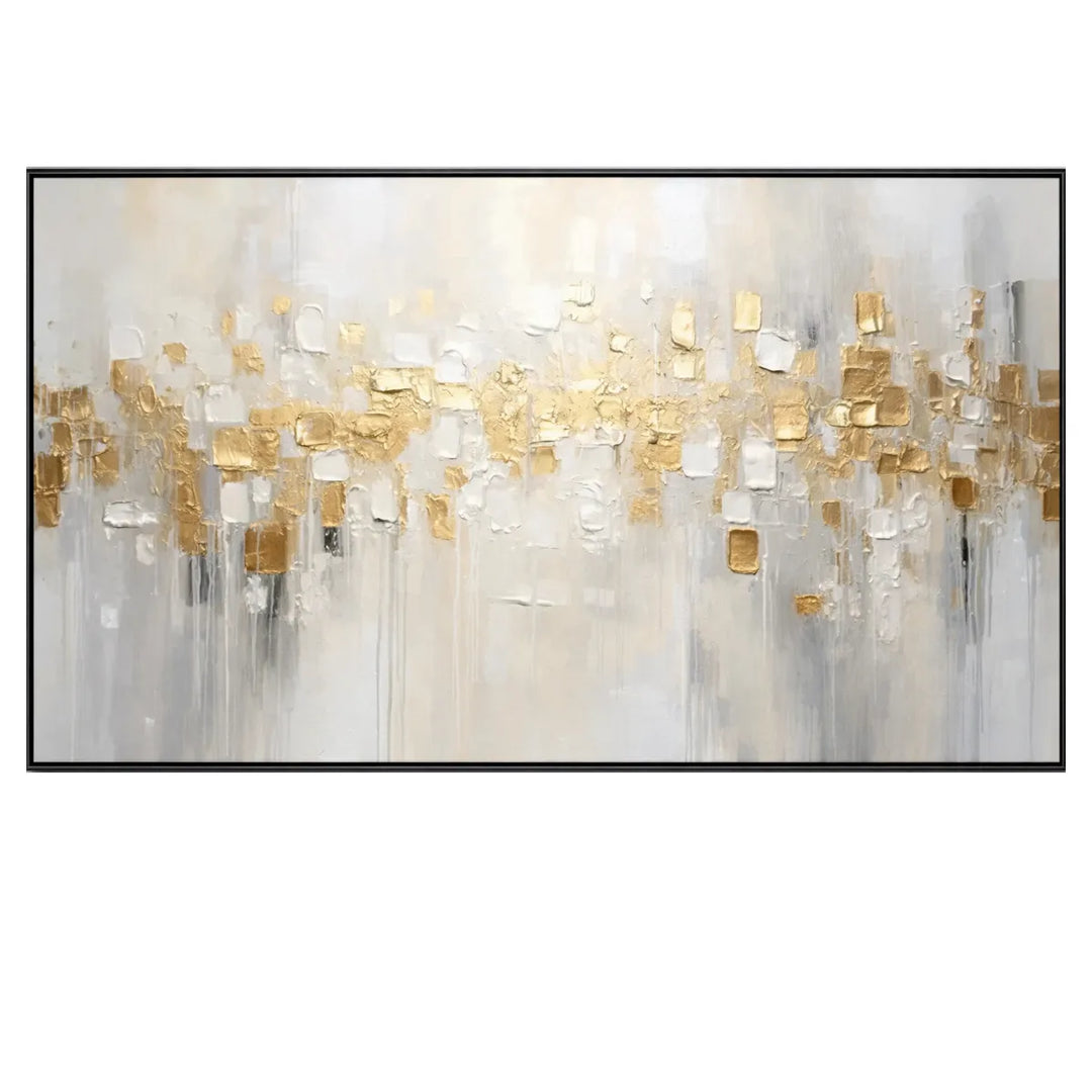 White and Gold Textured Abstract Painting TA