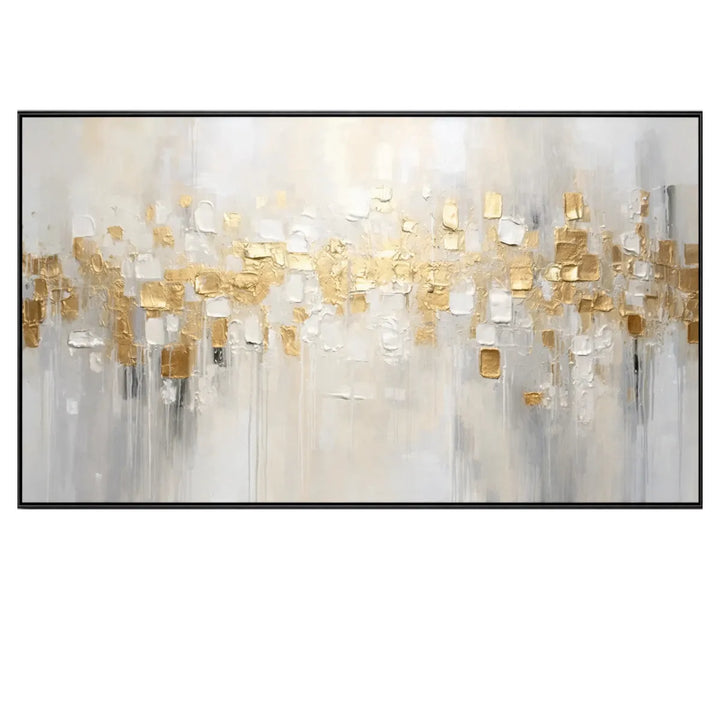White and Gold Textured Abstract Painting TA