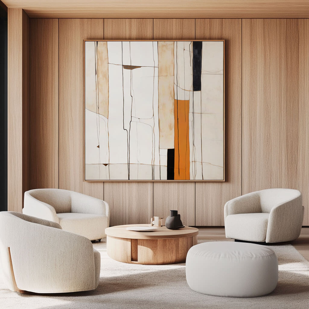 Amber Intersections – Abstract Hand-Painted Oil Painting