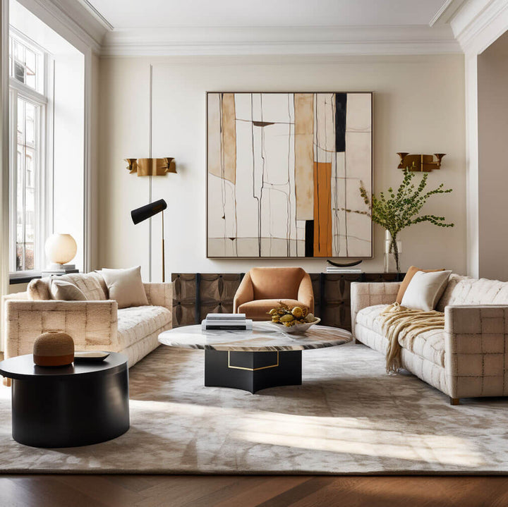 Amber Intersections – Abstract Hand-Painted Oil Painting