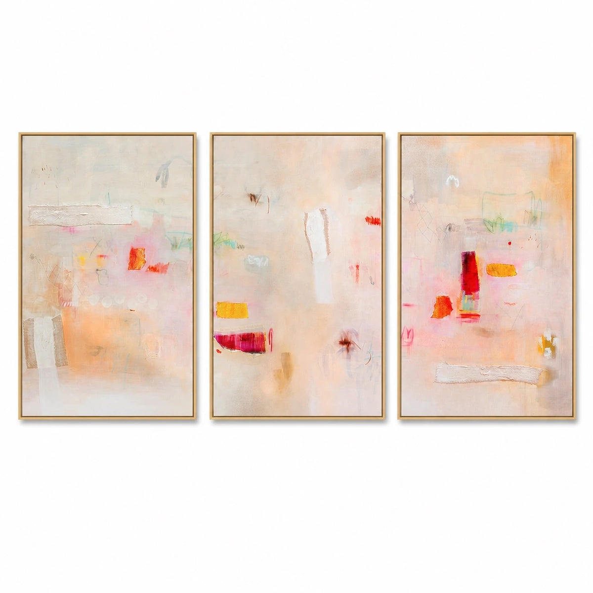 Abstract Beige Neutral Triptych Wall Art – TP#1402