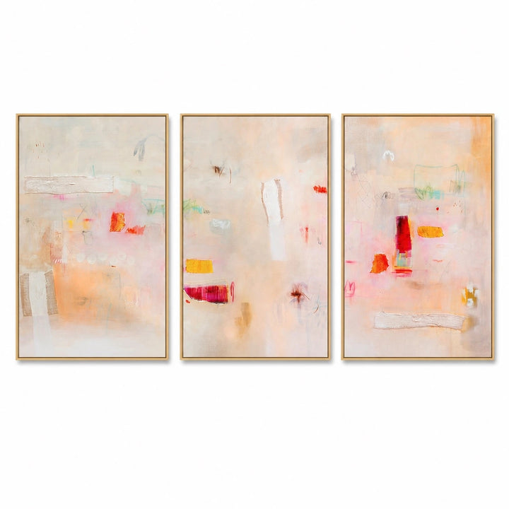 Abstract Beige Neutral Triptych Wall Art – TP