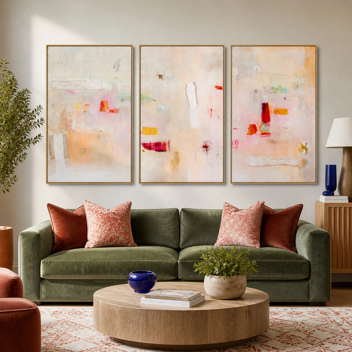 Abstract Beige Neutral Triptych Wall Art – TP#1402