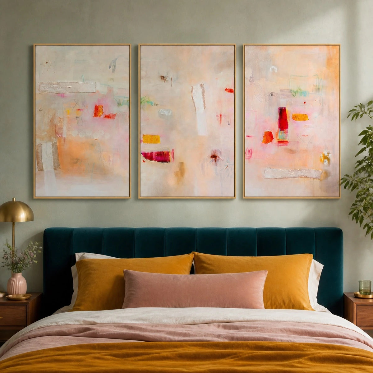 Abstract Beige Neutral Triptych Wall Art – TP#1402