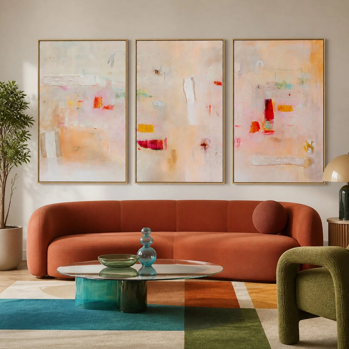 Abstract Beige Neutral Triptych Wall Art – TP#1402