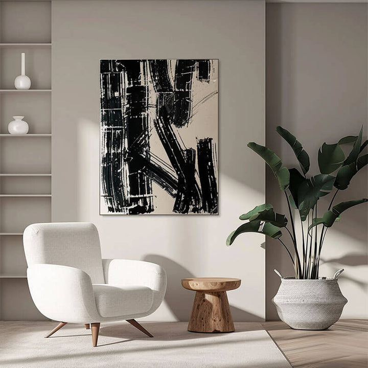 Calligraphy Stroke – Abstract Hand-Painted Oil Painting