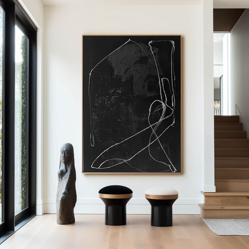 Chalk Scribble – Abstract Hand-Painted Oil Painting