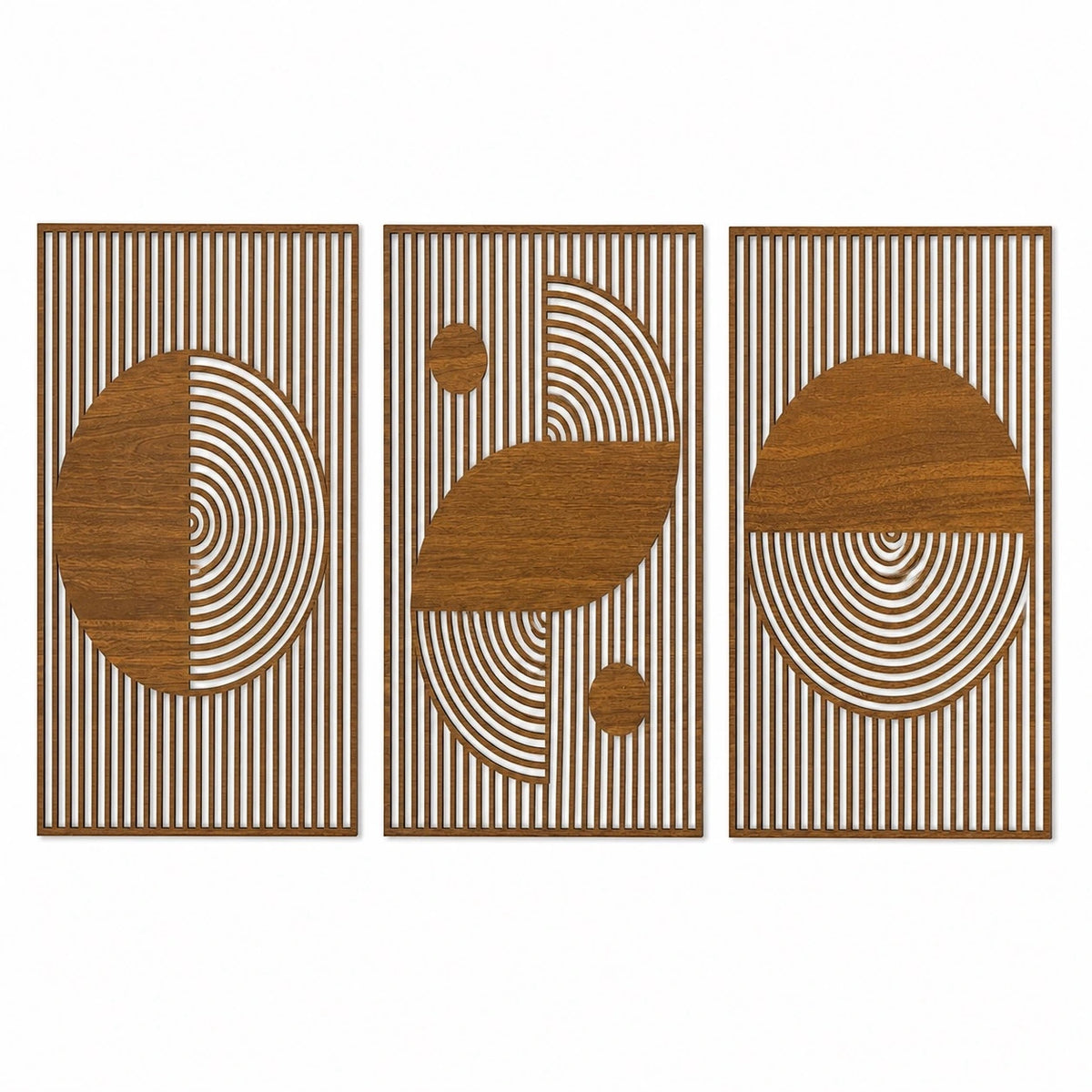 Bauhaus Geometric Mid-Century Wall Art Triptych – TP#1410