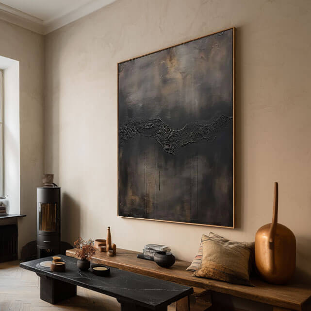 Chthonic Divide – Textured Abstract Hand-Painted Oil Painting