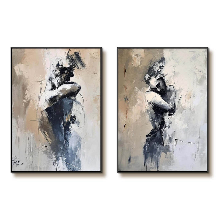 Emotional Duet – Abstract Figurative Hand-Painted Oil Painting Set
