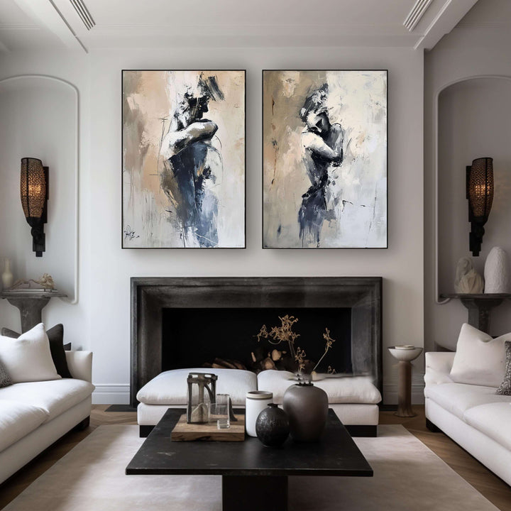 Emotional Duet – Abstract Figurative Hand-Painted Oil Painting Set