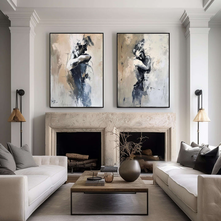 Emotional Duet – Abstract Figurative Hand-Painted Oil Painting Set
