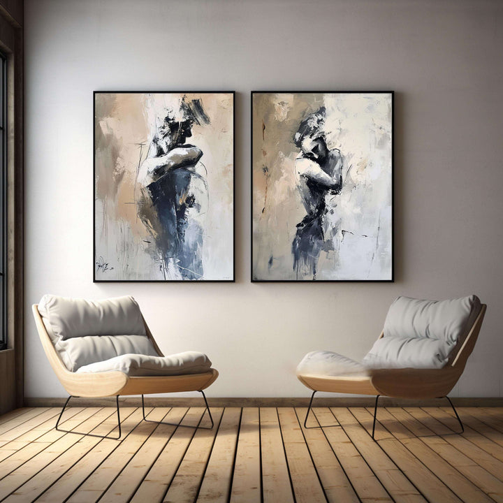 Emotional Duet – Abstract Figurative Hand-Painted Oil Painting Set