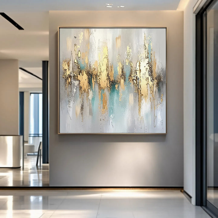 Veridian Gilt – Abstract Textured Hand-Painted Oil Painting