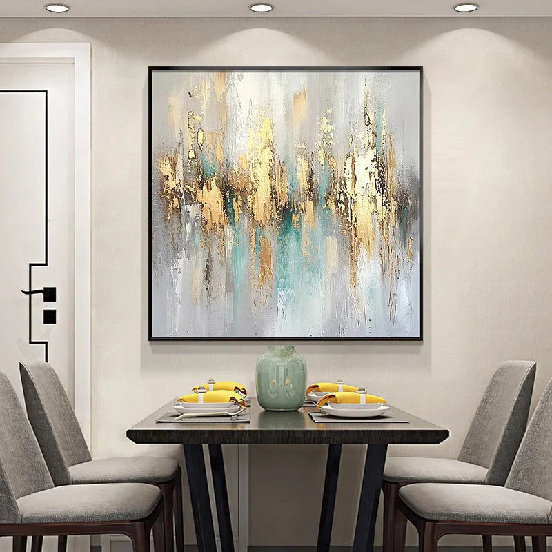 Veridian Gilt – Abstract Textured Hand-Painted Oil Painting