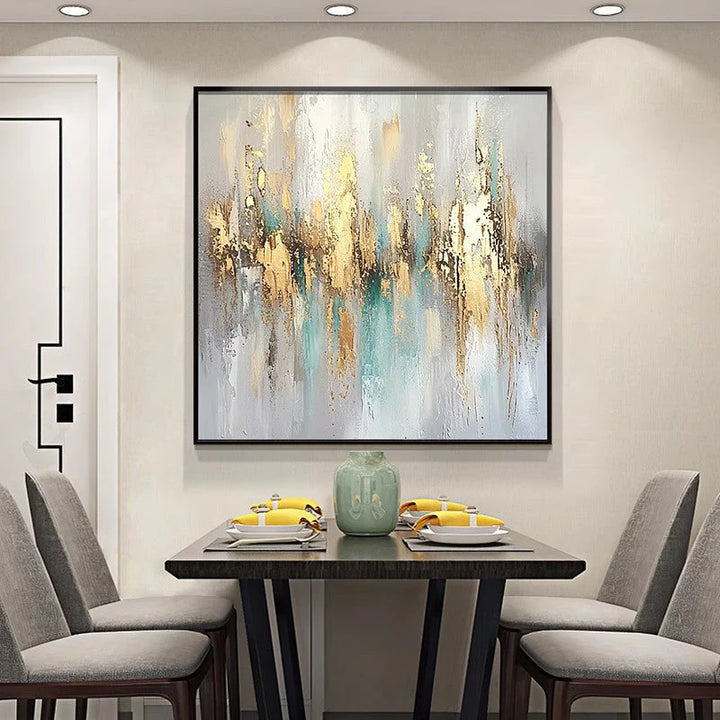 Veridian Gilt – Abstract Textured Hand-Painted Oil Painting