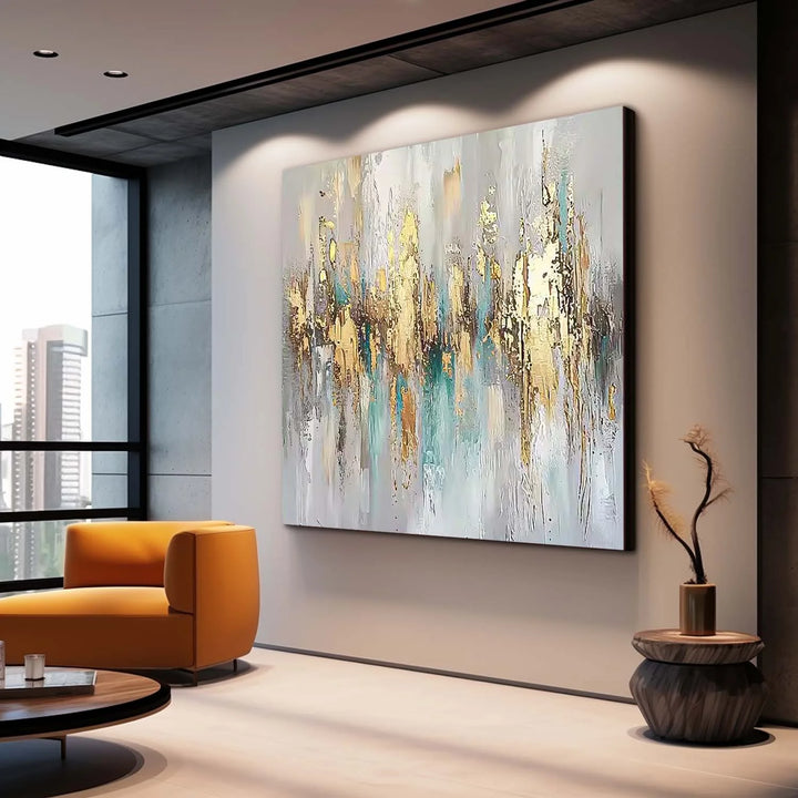 Veridian Gilt – Abstract Textured Hand-Painted Oil Painting