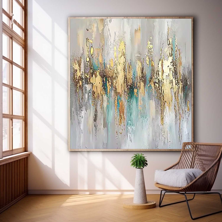 Veridian Gilt – Abstract Textured Hand-Painted Oil Painting