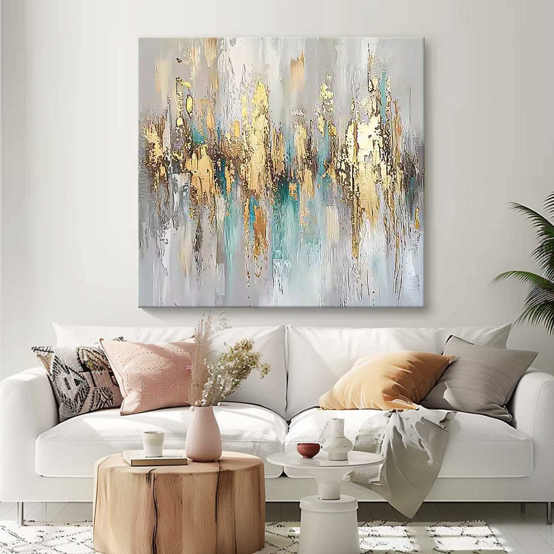 Veridian Gilt – Abstract Textured Hand-Painted Oil Painting