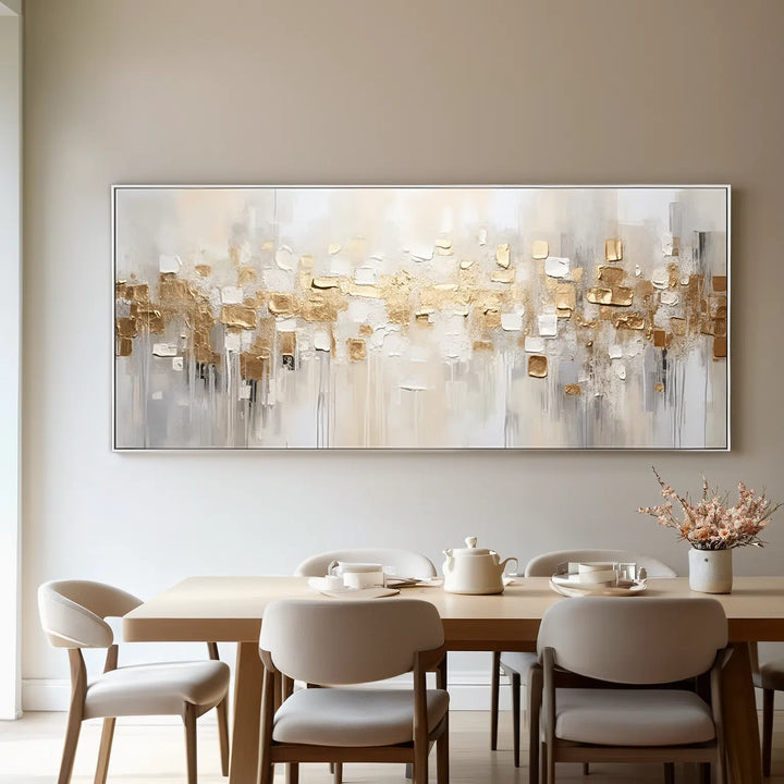 Gilded Pixels – Textured Abstract Hand-Painted Oil Painting