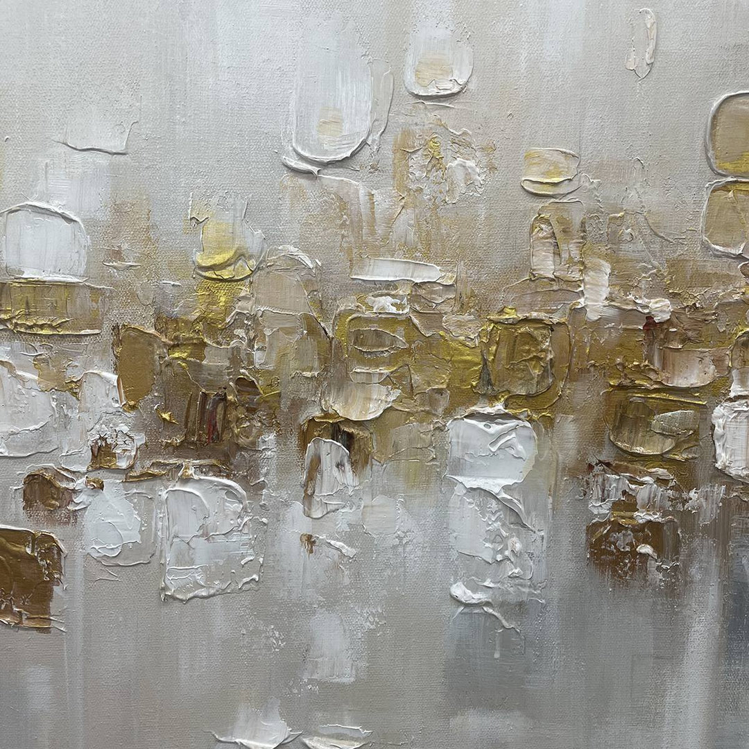 Gilded Pixels – Textured Abstract Hand-Painted Oil Painting