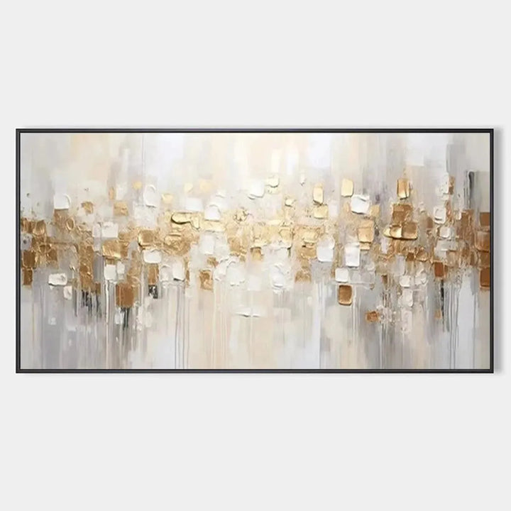 Gilded Pixels – Textured Abstract Hand-Painted Oil Painting
