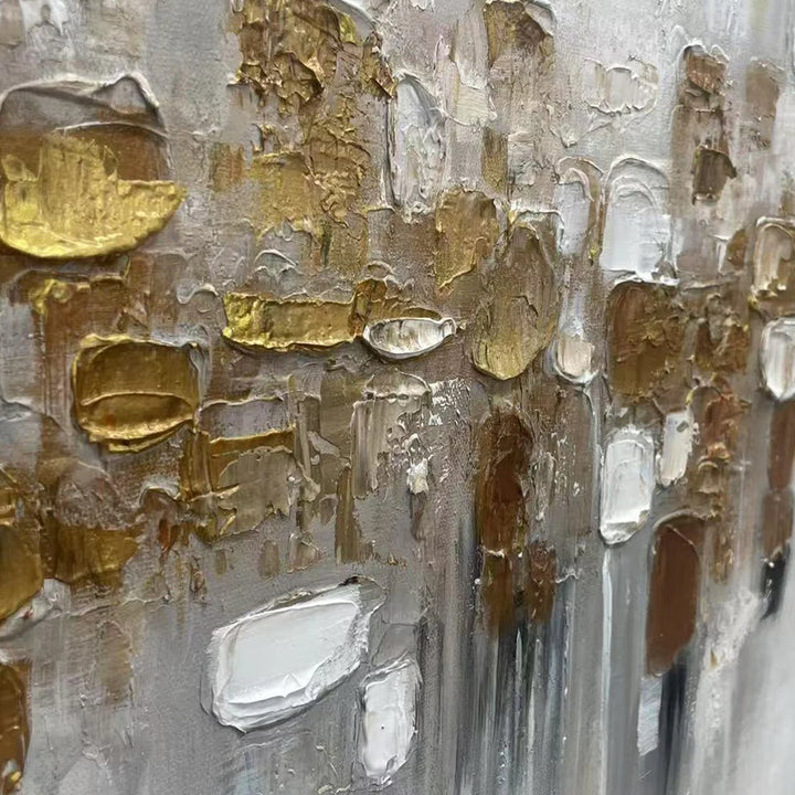 Gilded Pixels – Textured Abstract Hand-Painted Oil Painting