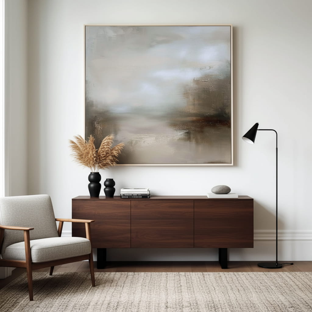 Ethereal Seclusion – Neutral Abstract Hand-Painted Oil Painting