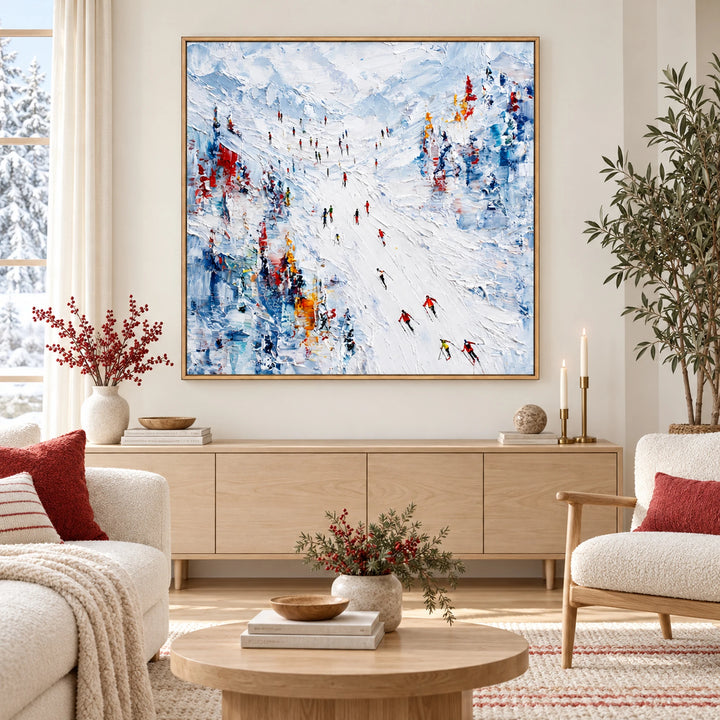 Abstract Ski Crowd Oil Painting – SK