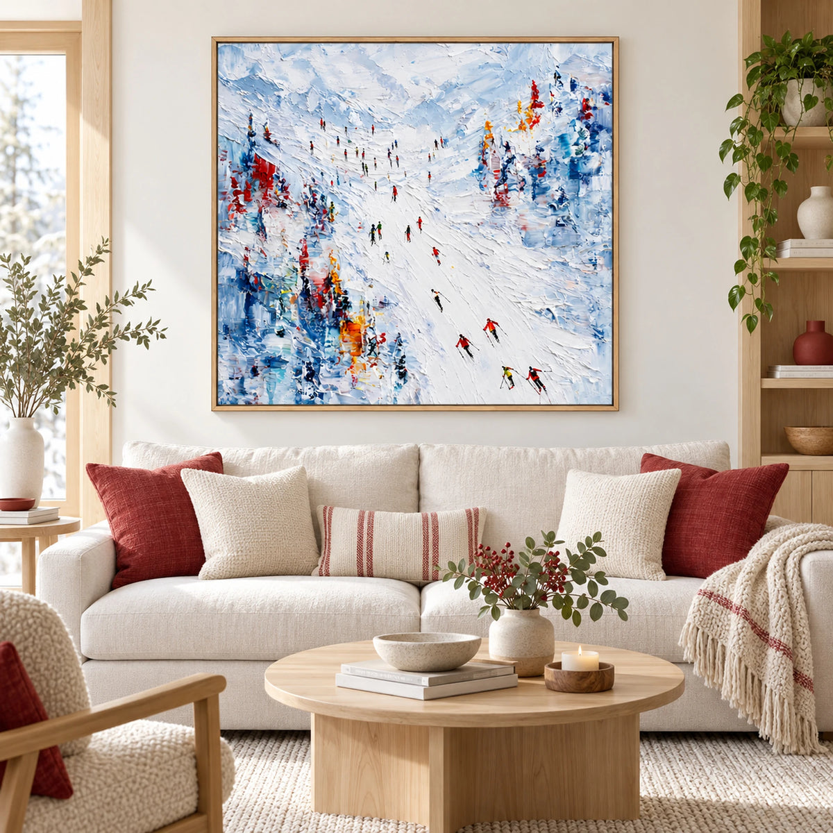 Abstract Ski Crowd Oil Painting – SK#0930