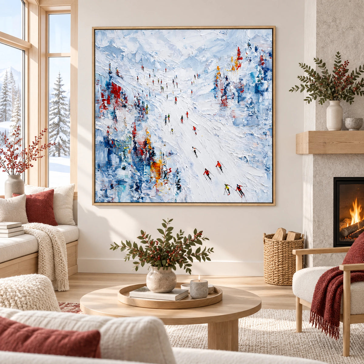 Abstract Ski Crowd Oil Painting – SK#0930