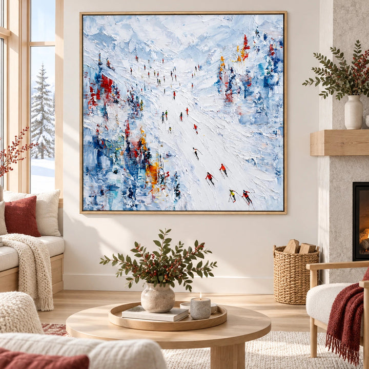 Abstract Ski Crowd Oil Painting – SK