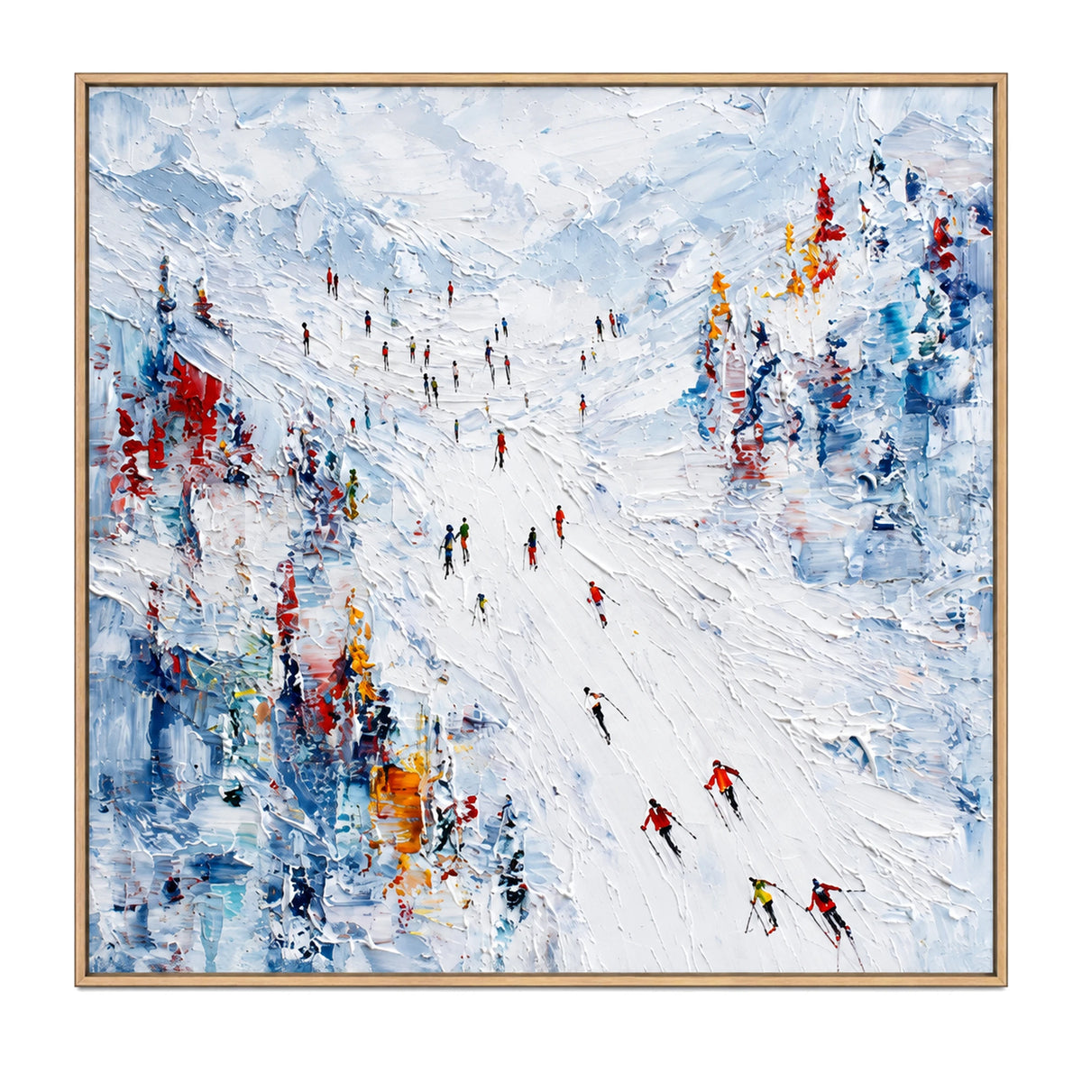 Abstract Ski Crowd Oil Painting – SK#0930