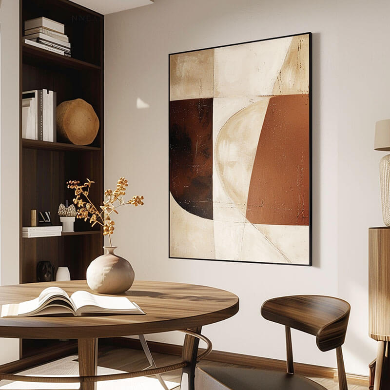 Terra Cotta Geometry – Abstract Hand-Painted Oil Painting