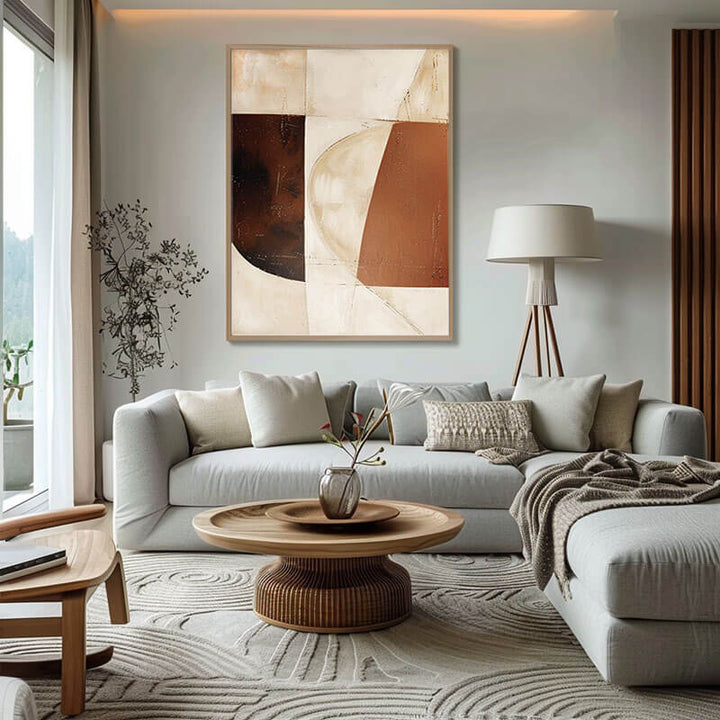 Terra Cotta Geometry – Abstract Hand-Painted Oil Painting