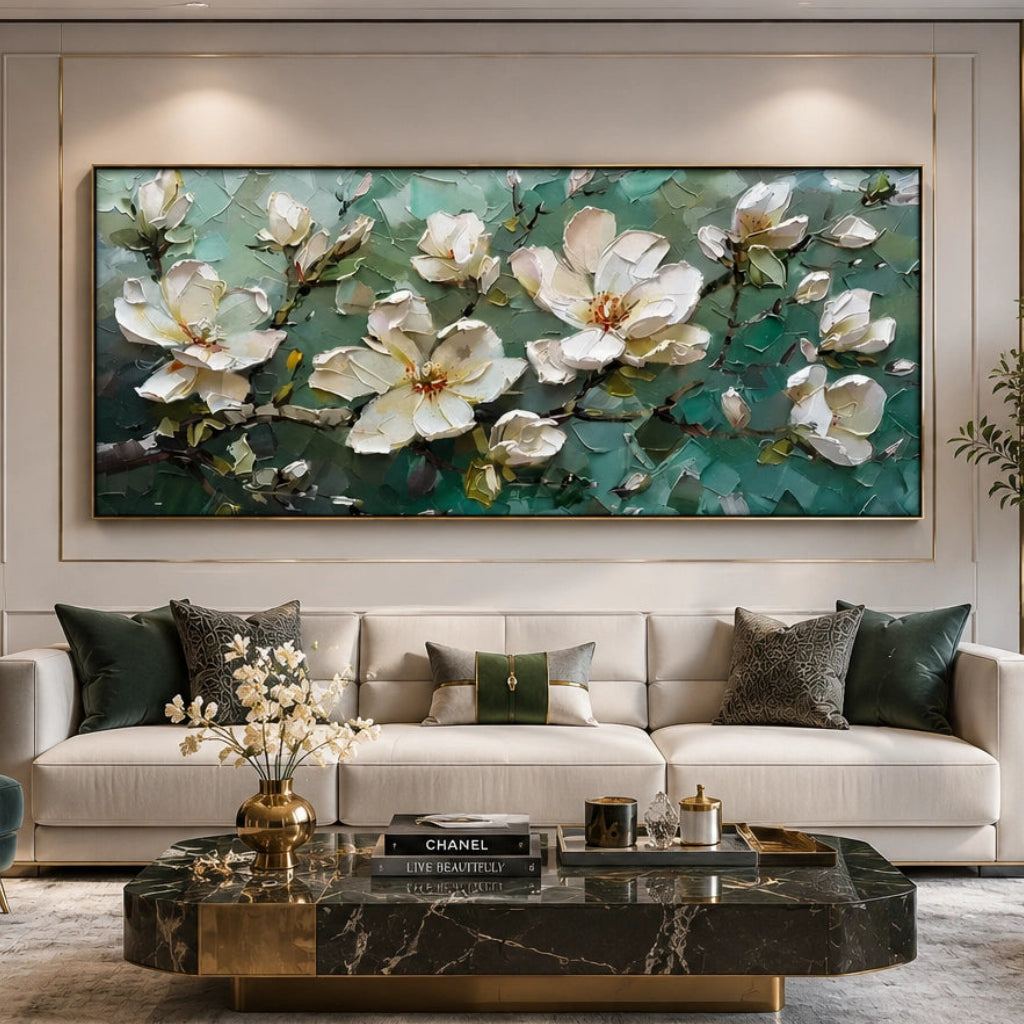 Tableau abstrait Fleur Blanche MT