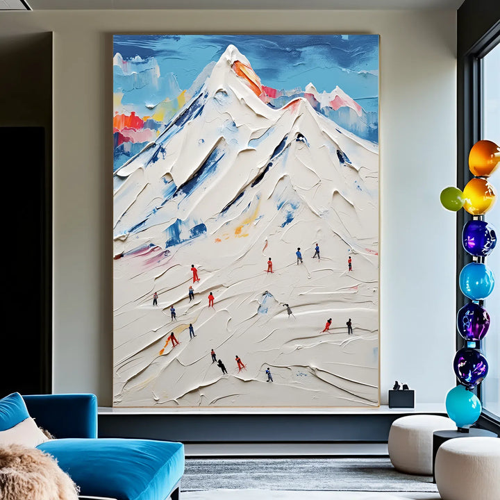 Alpine Impasto – Textured Ski Hand-Painted Oil Painting