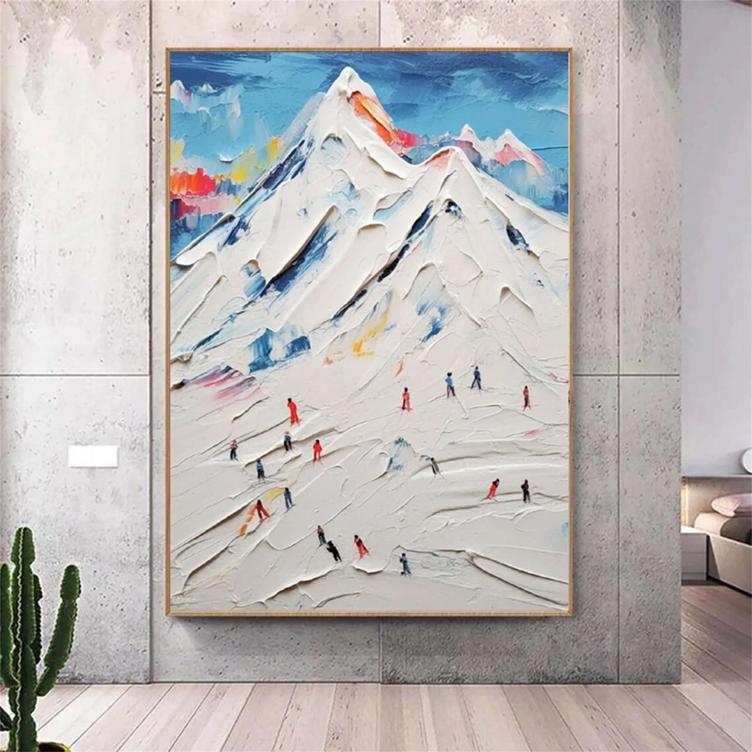 Alpine Impasto – Textured Ski Hand-Painted Oil Painting