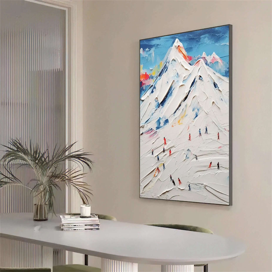 Alpine Impasto – Textured Ski Hand-Painted Oil Painting