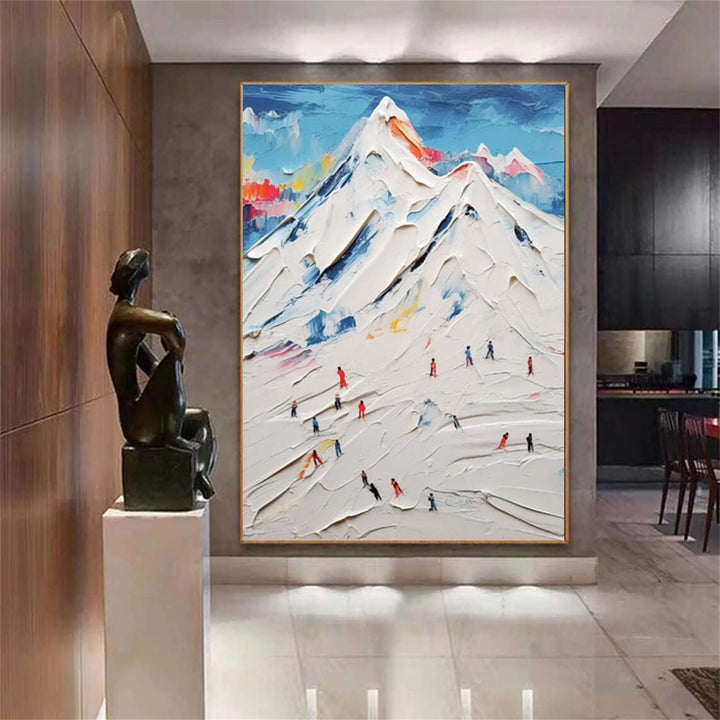 Alpine Impasto – Textured Ski Hand-Painted Oil Painting
