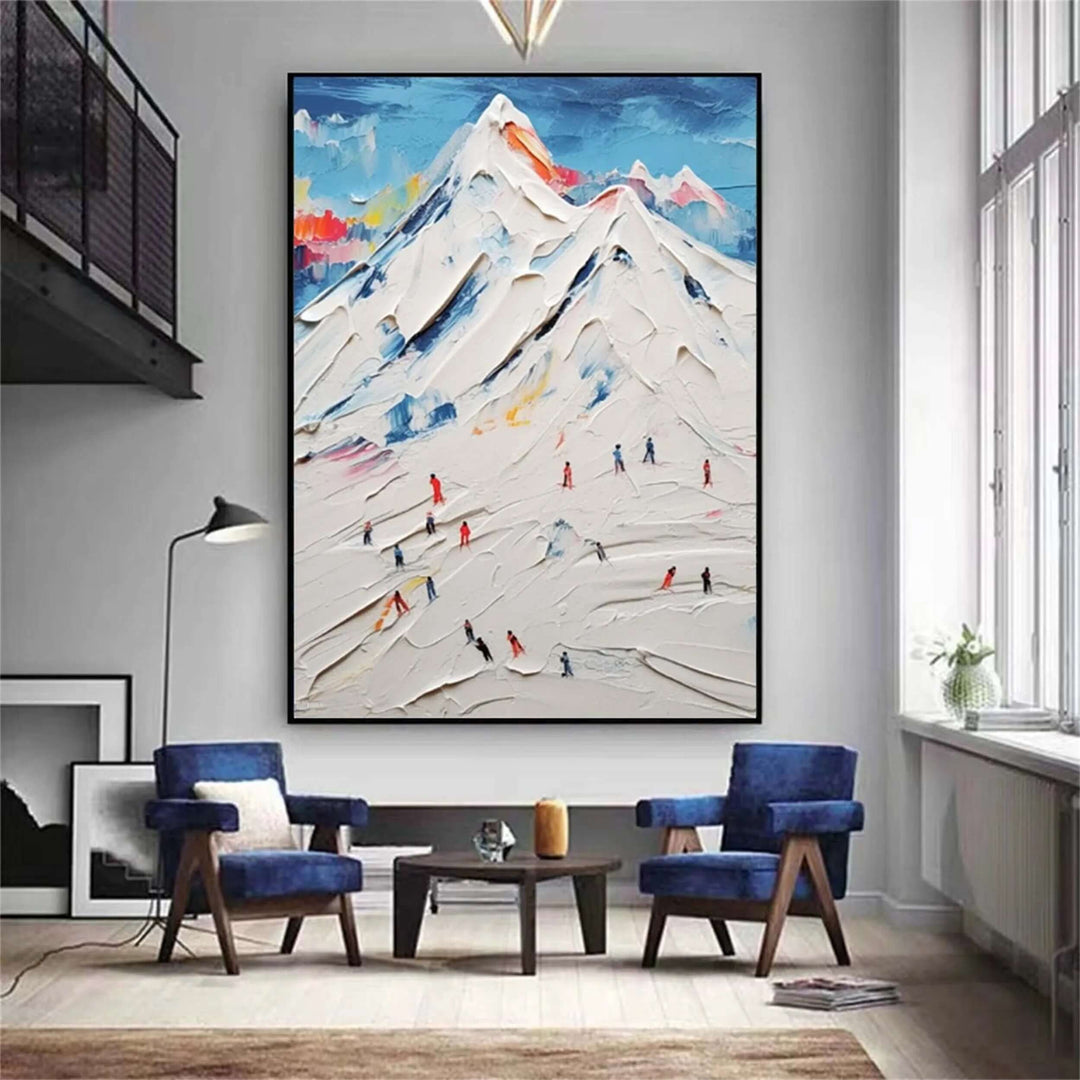 Alpine Impasto – Textured Ski Hand-Painted Oil Painting