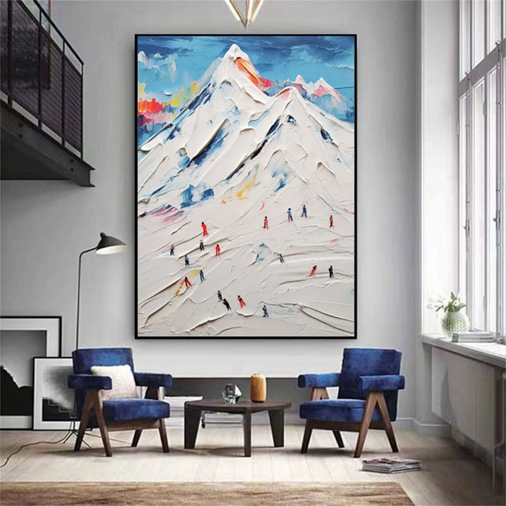 Alpine Impasto – Textured Ski Hand-Painted Oil Painting