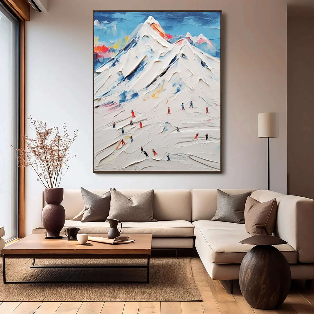 Alpine Impasto – Textured Ski Hand-Painted Oil Painting