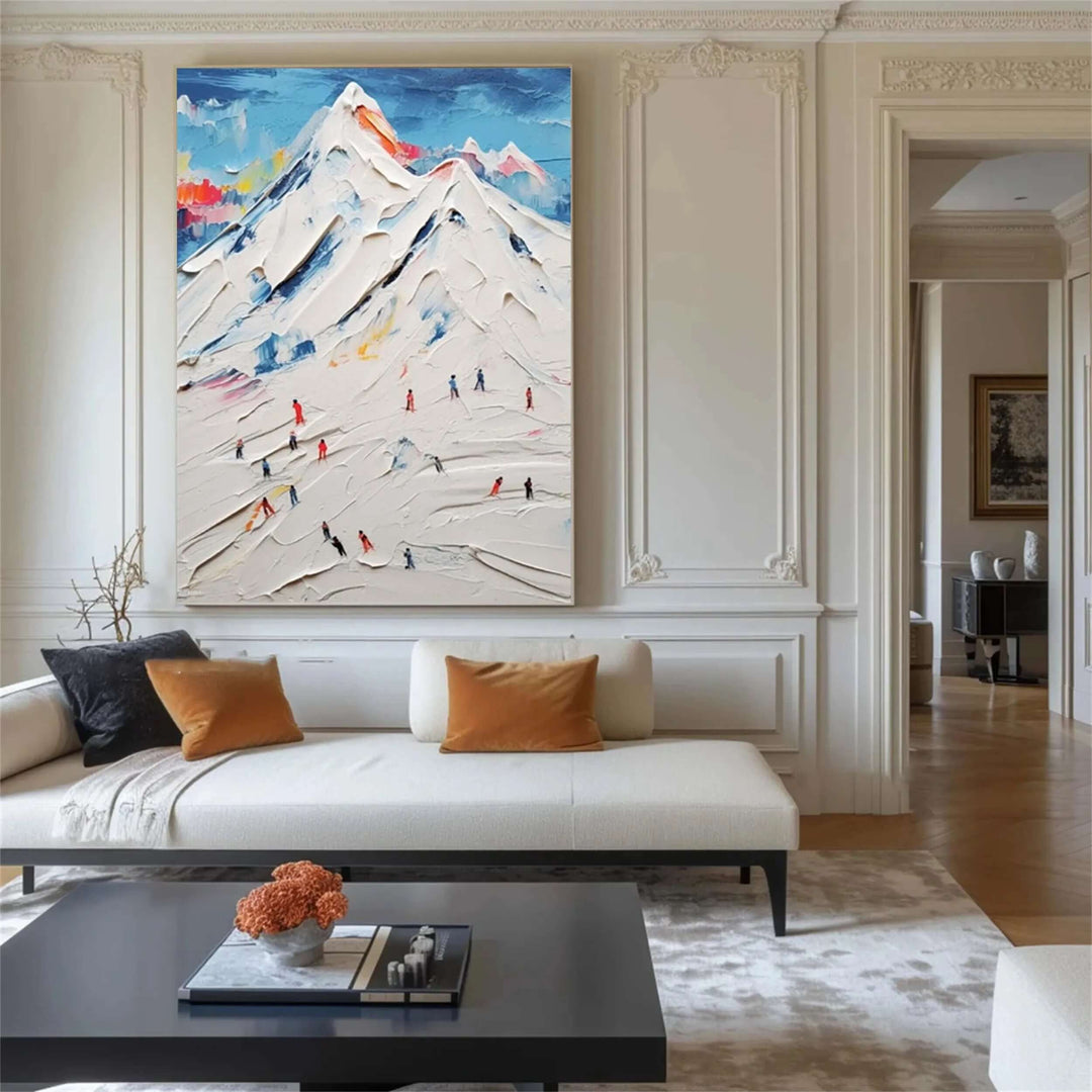 Alpine Impasto – Textured Ski Hand-Painted Oil Painting