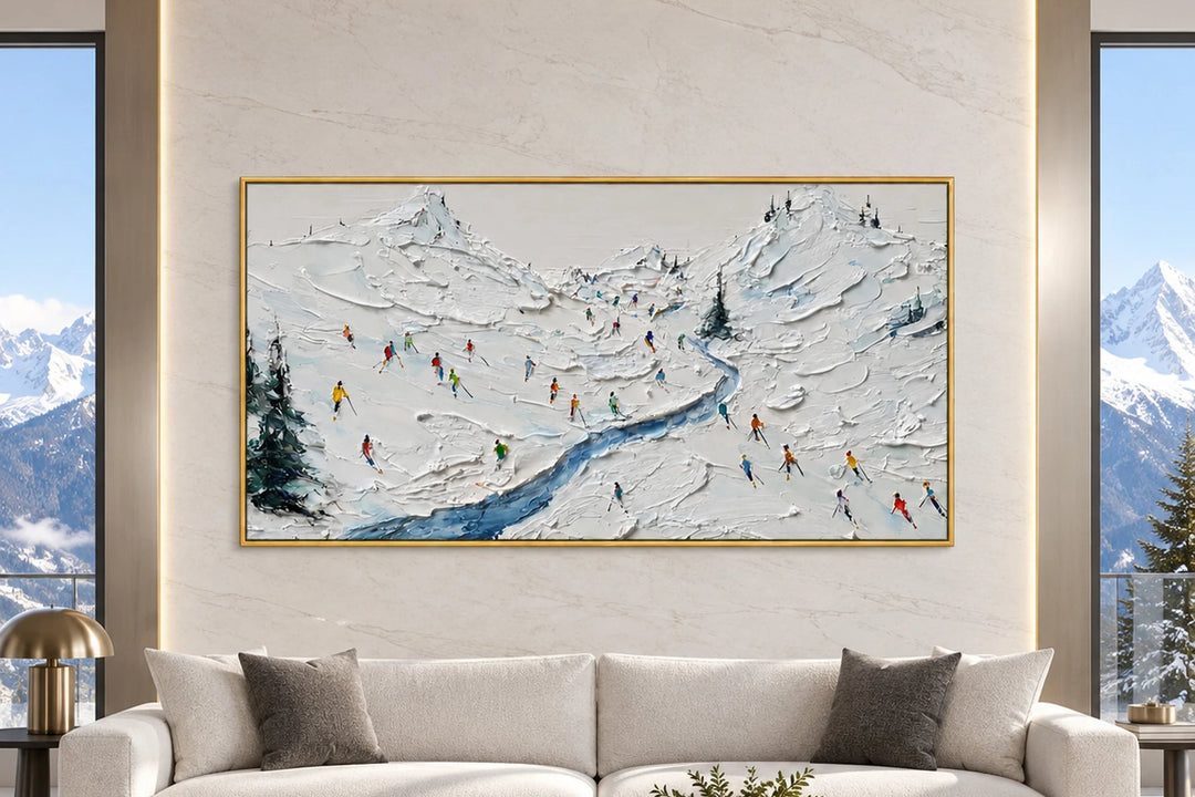 Alpine Ski Valley Oil Painting – SK