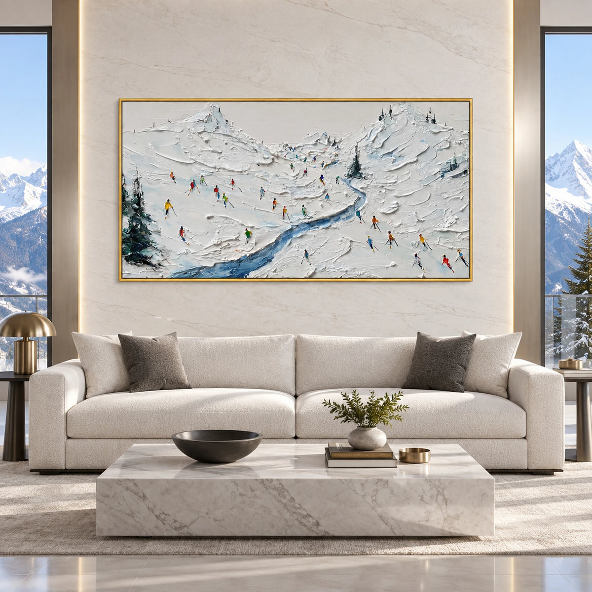 Alpine Ski Valley Oil Painting – SK#0909