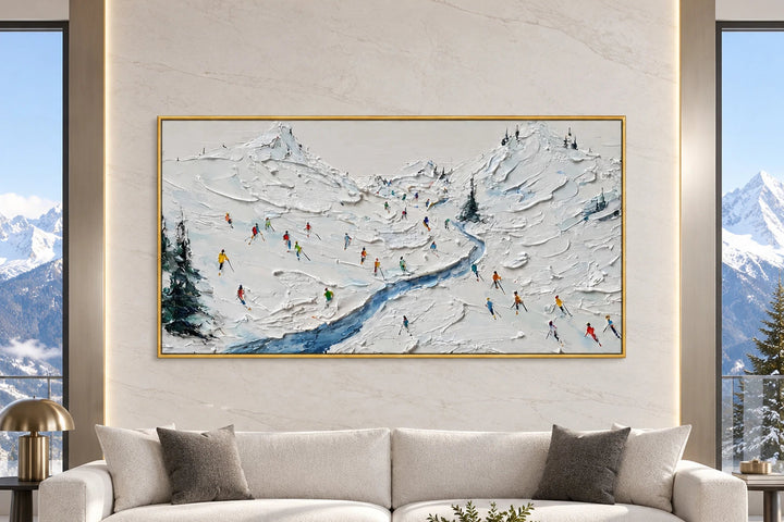 Alpine Ski Valley Oil Painting – SK