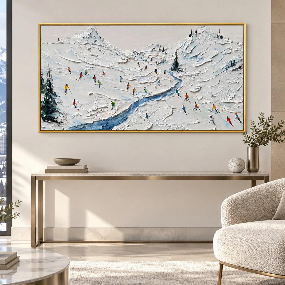 Alpine Ski Valley Oil Painting – SK#0909 — Existing room preview room preview